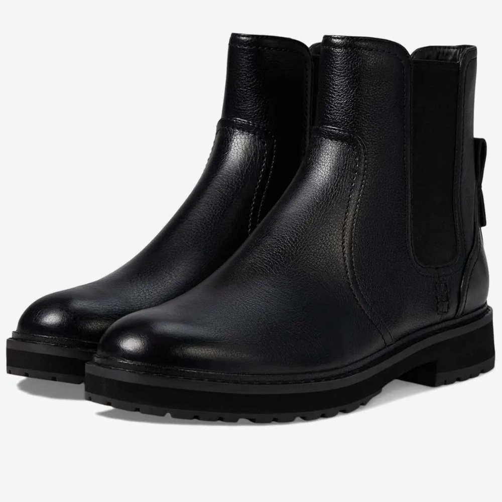 Cole Haan Women’s Black Leather Greenwich Chelsea Waterproof Boots